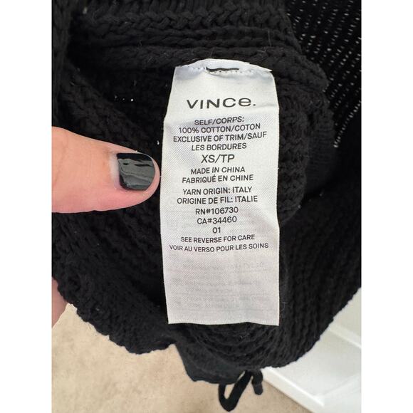Vince Crossover Back Tie Knit Sweater Tank Black XS - Picture 5 of 6
